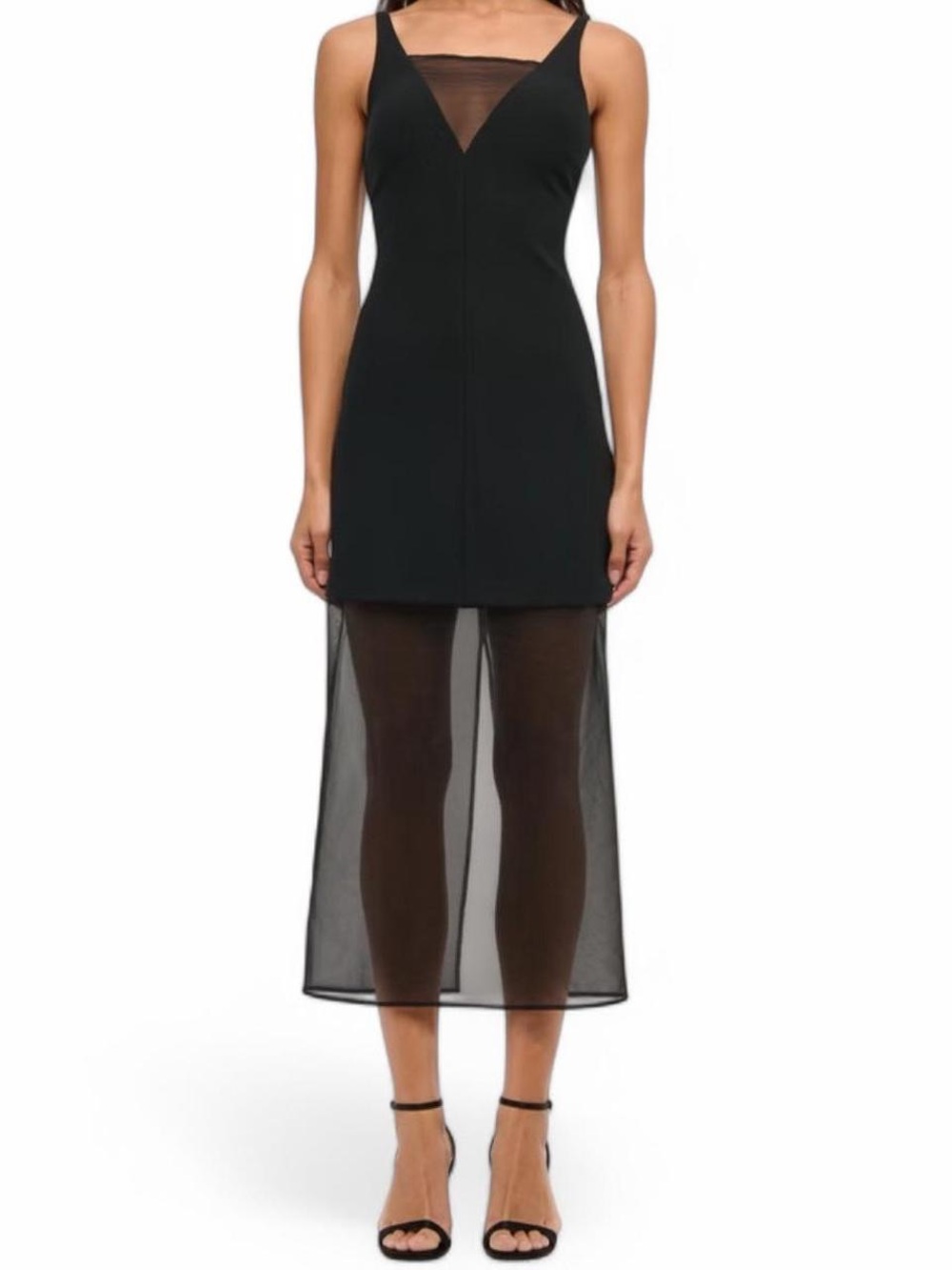 Abercrombie & Fitch V-Neck Sheer Midi Dress